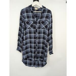 Cloth & Stone Women's XS Long Sleeve Button Up Tunic Dress Flannel Western